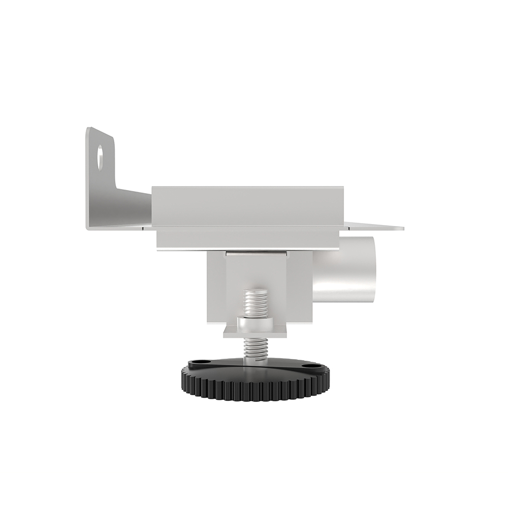 Detail of wall flange and height adjustment mechanism for secure installation