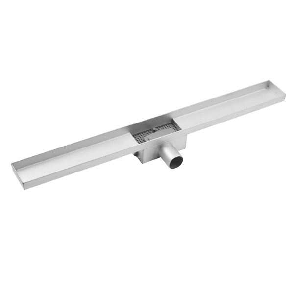 Linear drain channel body structure with horizontal outlet