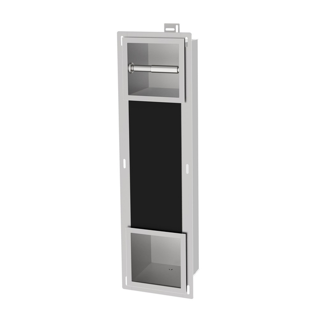 Wall embedded stainless steel toilet paper roll holder and concealed toilet paper holder and storage