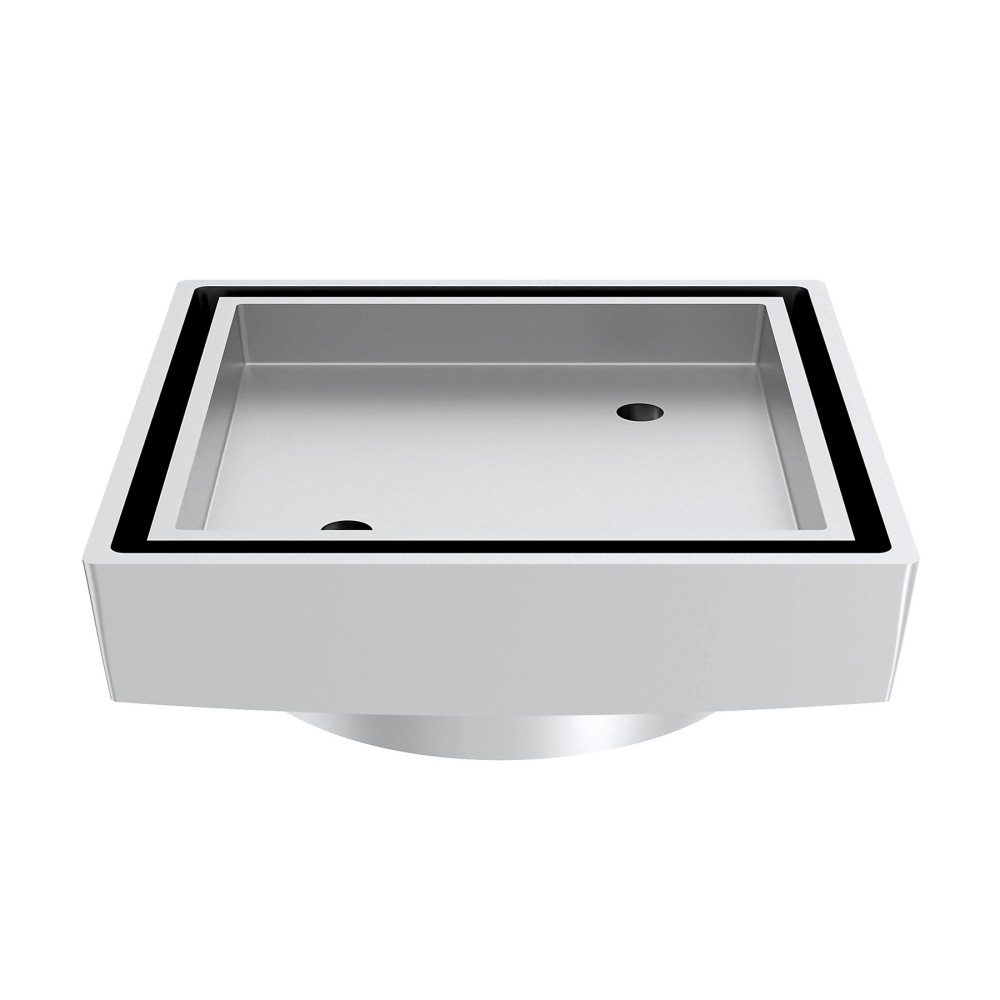 side base of brass square shower drain with vertical outlet