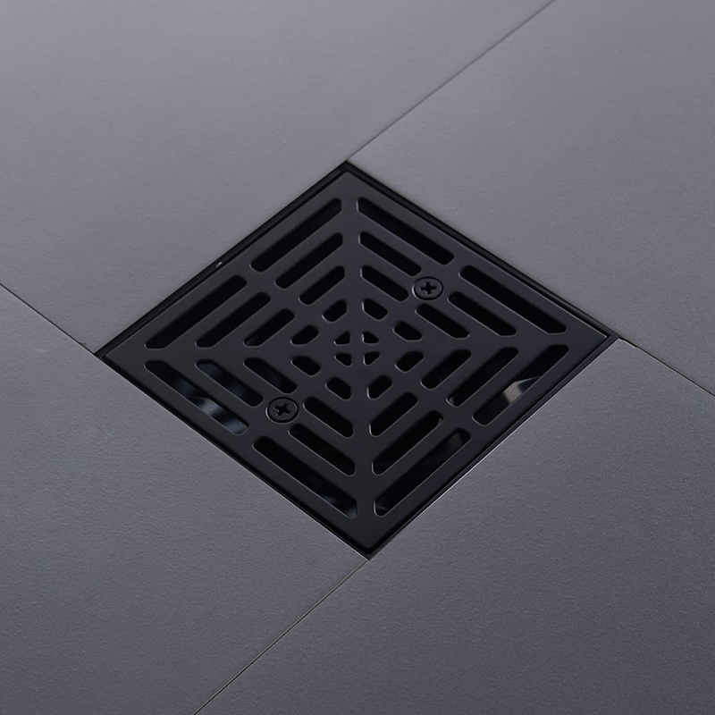 Modern tile floor drain Square Black Shower Drain