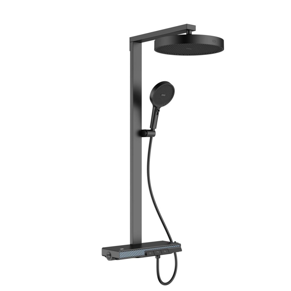 Piano key 3 way shower set in matte black full view