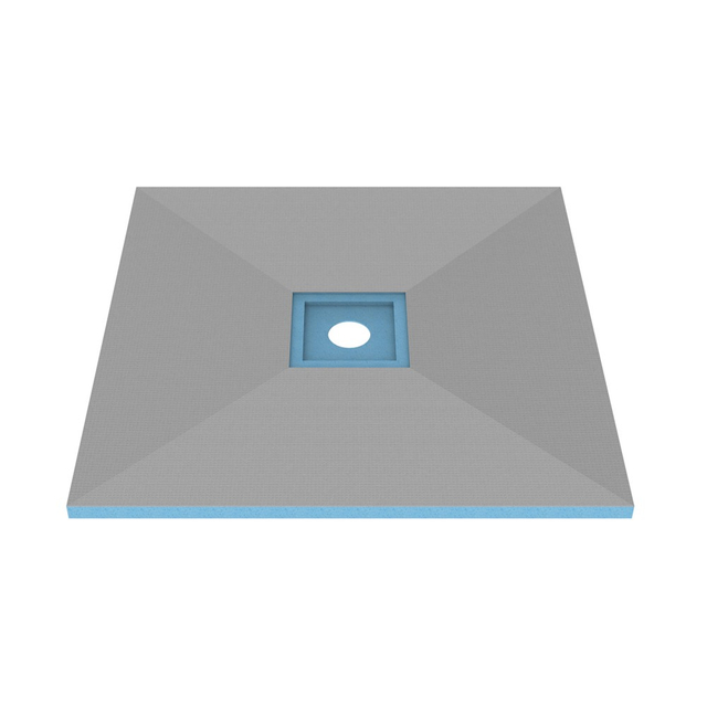 Top view of shower tray base with centered point drain