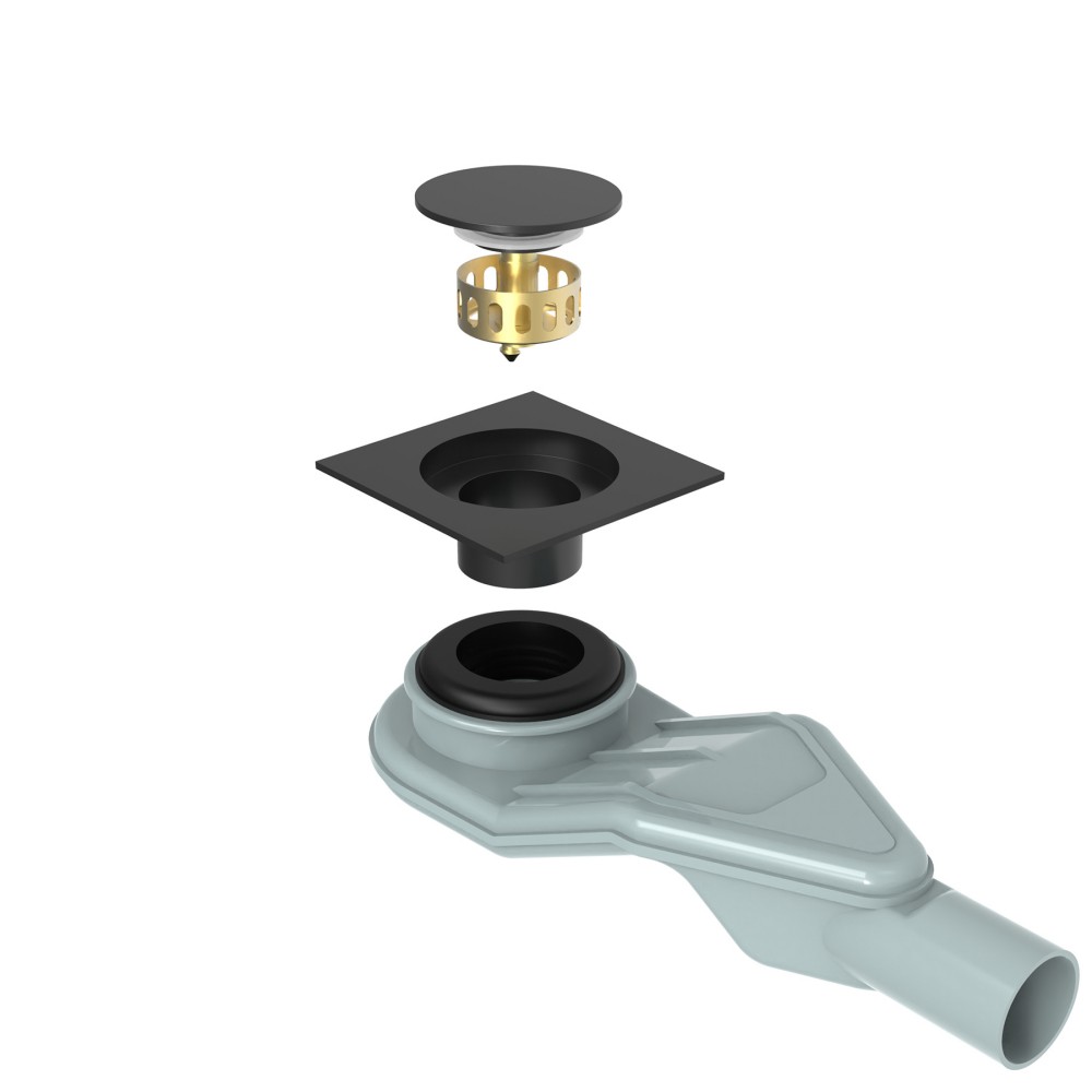 pop up drain ss shower drain with angled horizontal pipe connection