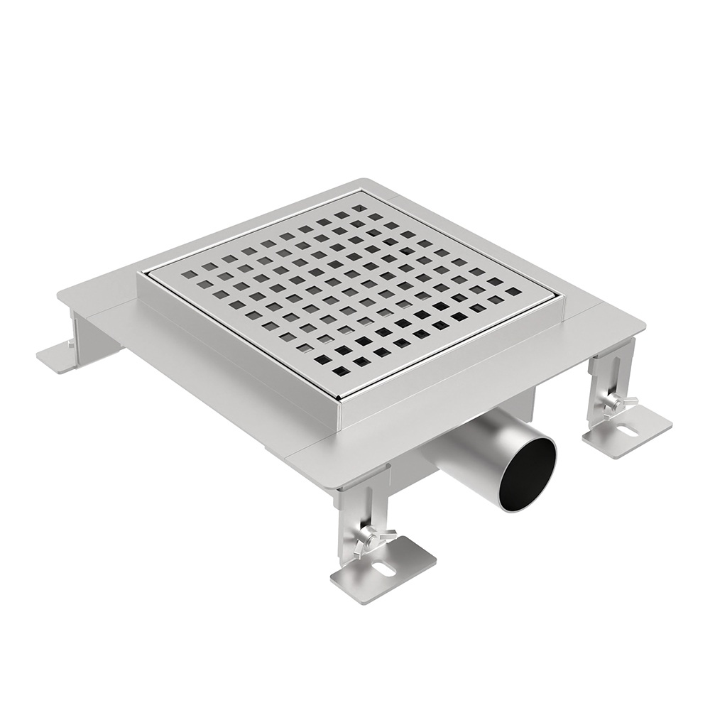 adjustable floor drain in stainless steel shower square design