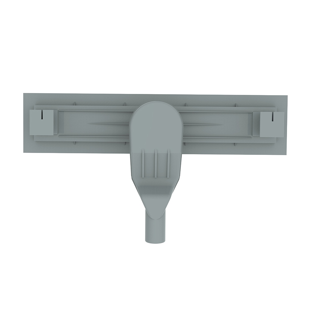 Bottom view of the linear shower drain ABS base and adjustable support system