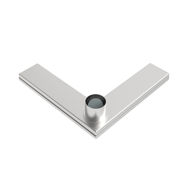 Corner linear drain L shape drain with vertical outlet base structure