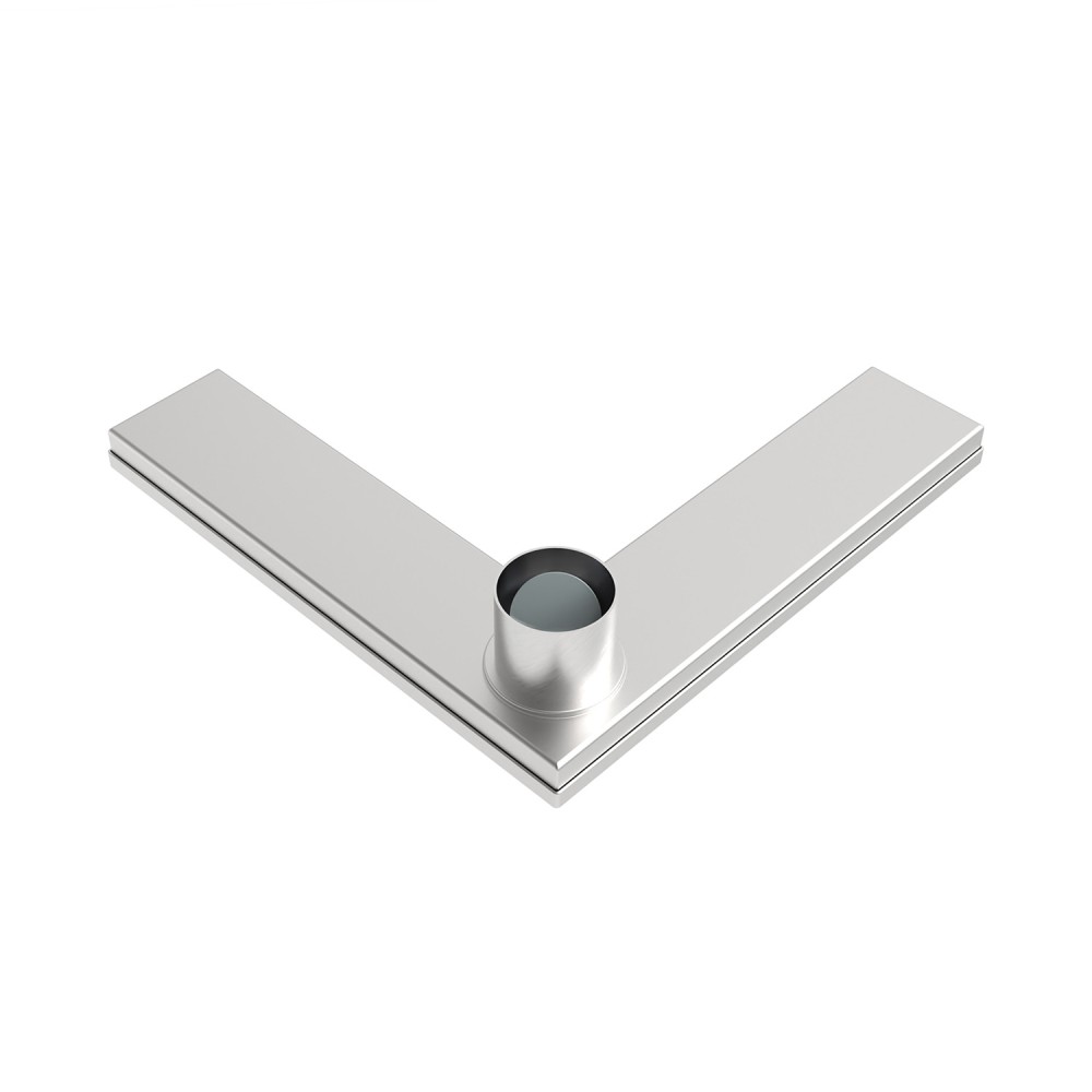 Corner linear drain L shape drain with vertical outlet base structure