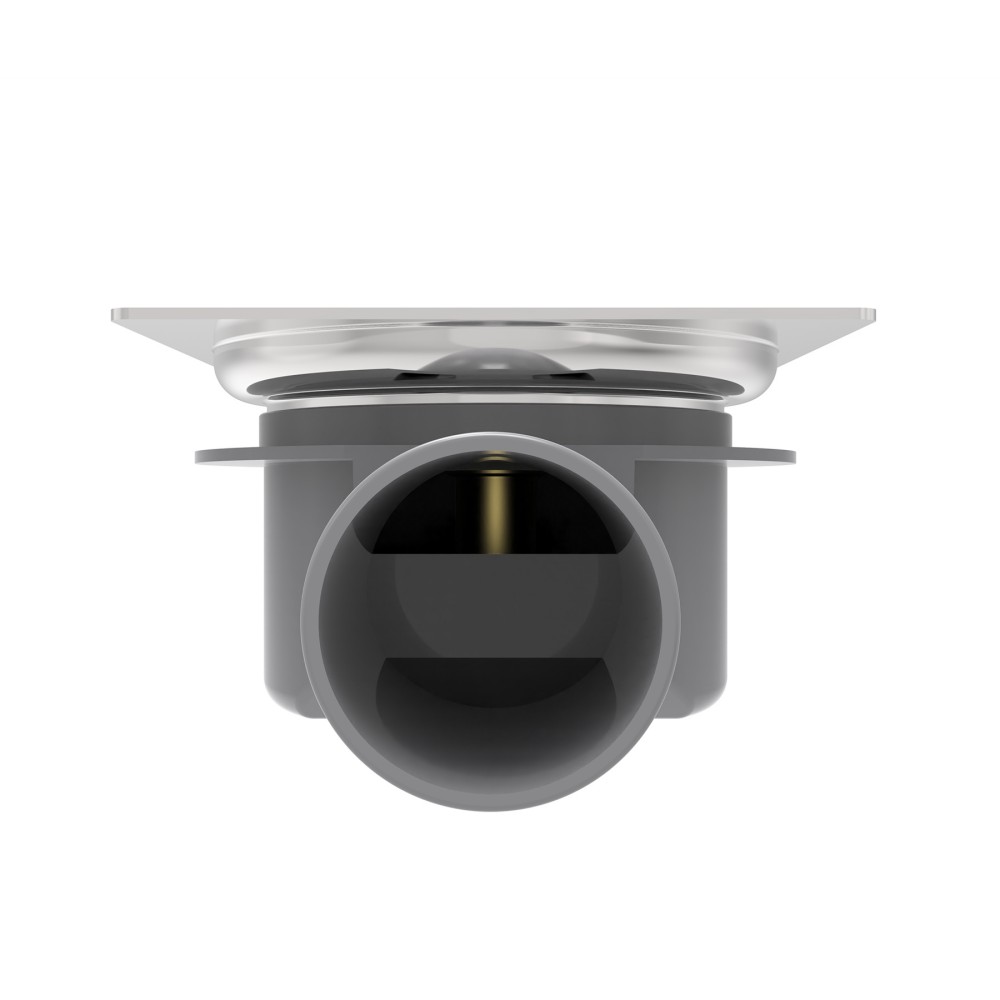 Rear perspective looking into the OD40 horizontal outlet pipe of the pop up drain assembly system