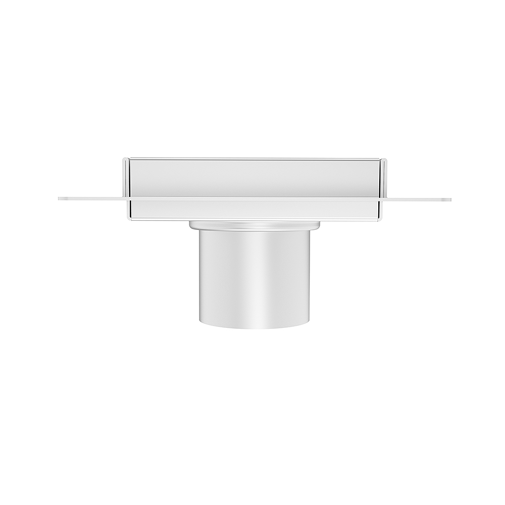 Square stainless steel drain side profile with vertical outlet