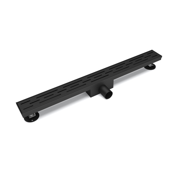 Black glass finish floor drain for modern wet room design