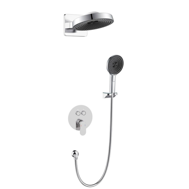 High-gloss chrome wall mount shower faucet with copper valve
