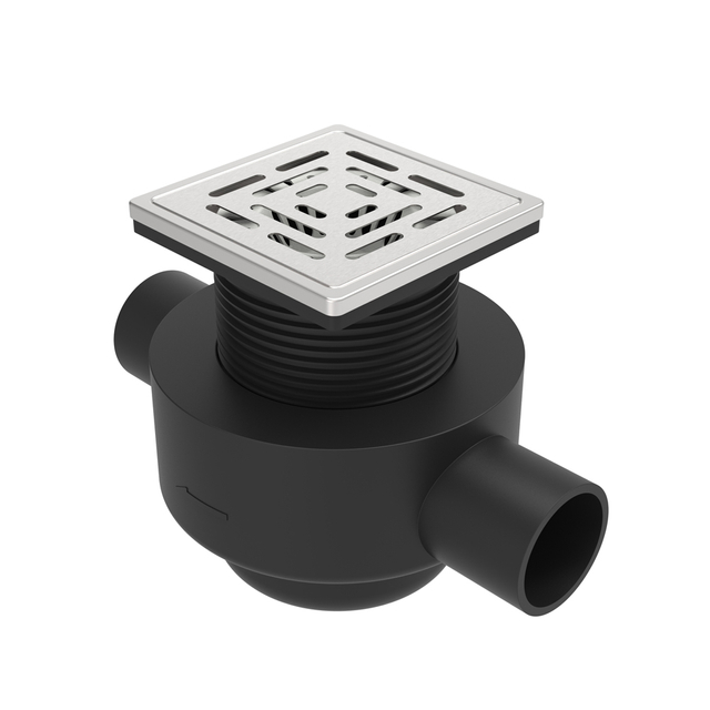 square dual outlet hdpe drain with stainless steel grate system