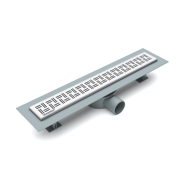 Plastic shower drain with stainless steel linear grate top structure for tile floor