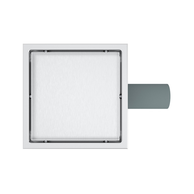 tile shower drain square with brushed stainless steel surface