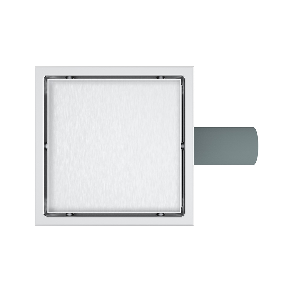 tile shower drain square with brushed stainless steel surface