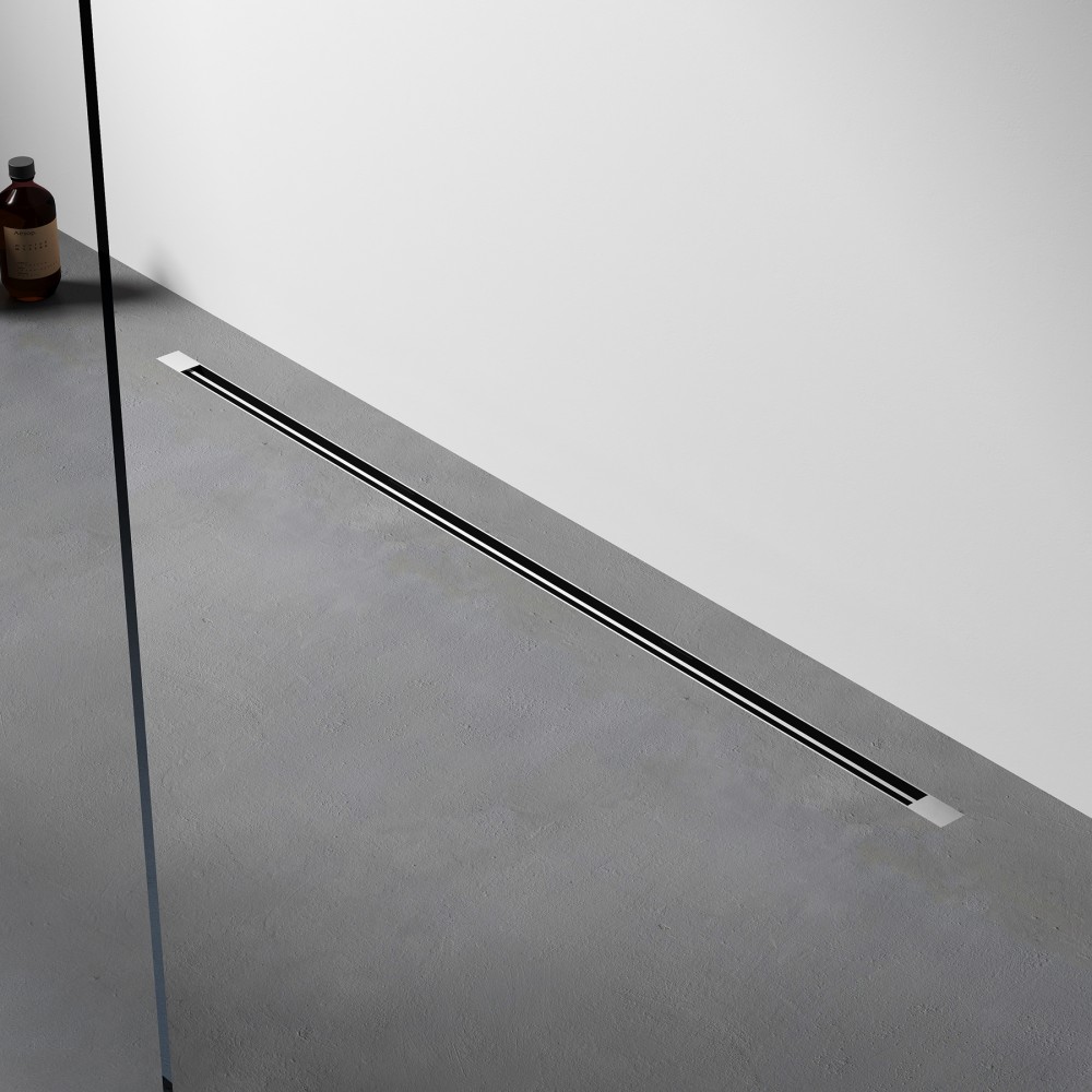 Minimalist linear shower drain for bathroom floor drainage
