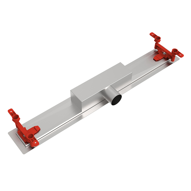 Rear structure of the stainless steel linear drain channel with central horizontal outlet