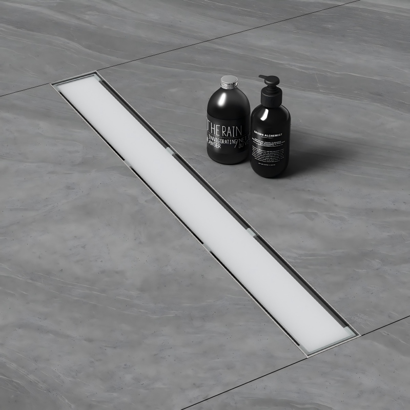 D4-26AW White Glass Linear Drain