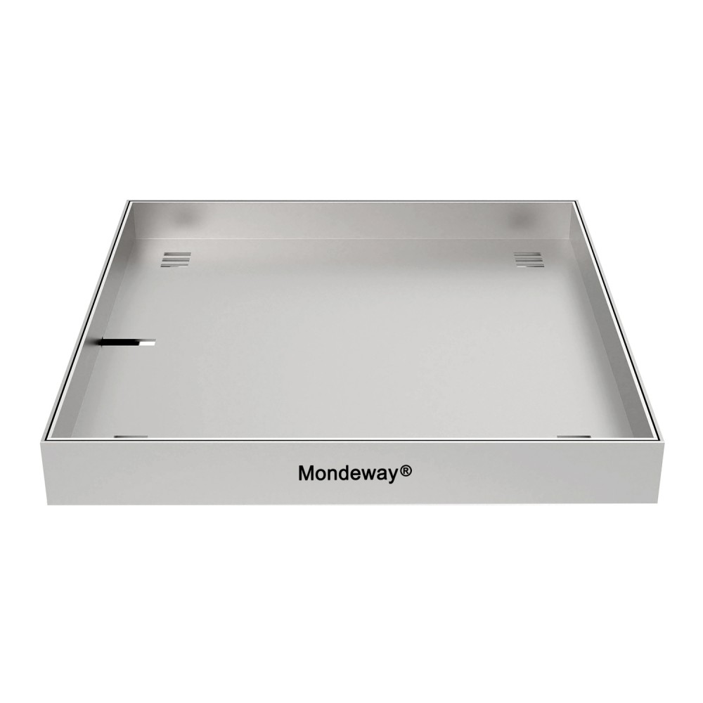 Stainless steel swimming pool drain front profile with skimmer channel