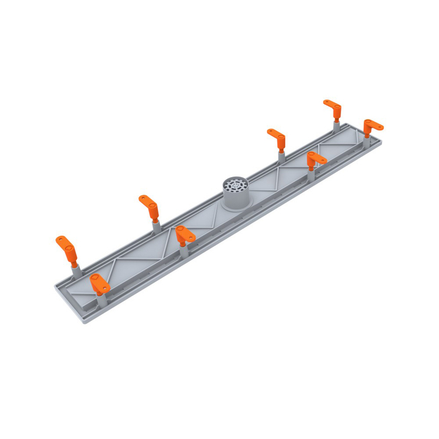Bathroom linear drain invisible bottom rear structure with vertical outlet