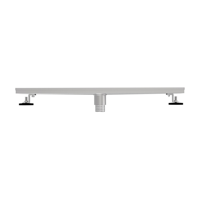Linear shower floor drain with adjustable feet for leveling installation