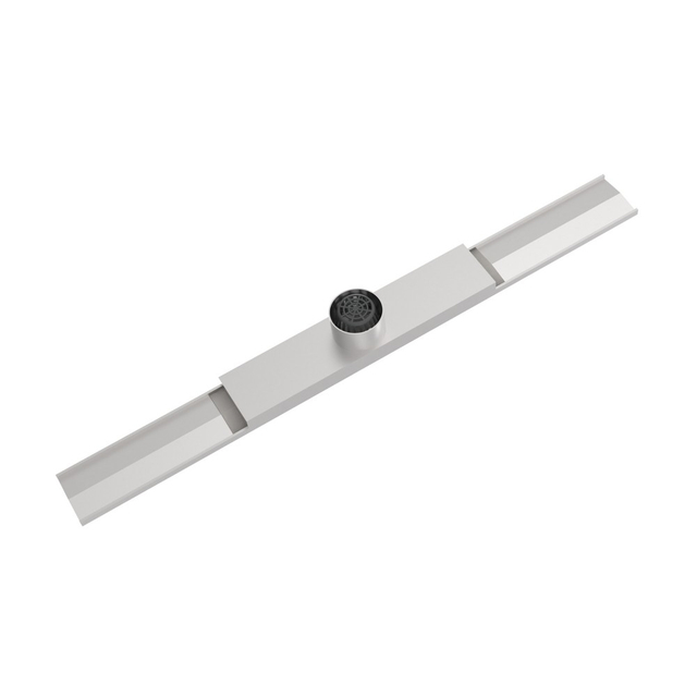 Bottom view of cuttable linear drain showing 2-inch vertical connection