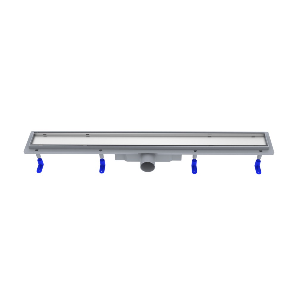 Tileable linear drain with adjustable feet