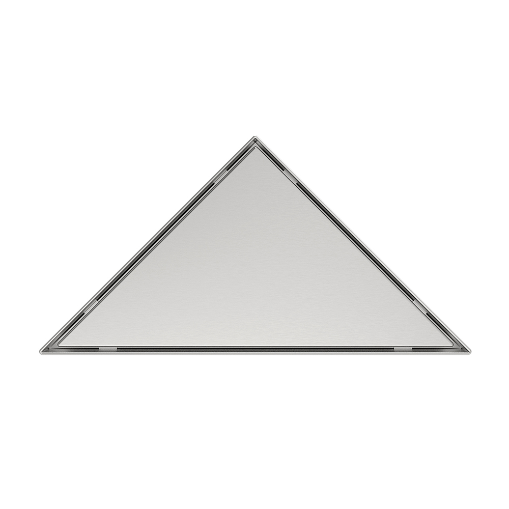 Triangular shower drain with vertical outlet core body for floor drain bathroom