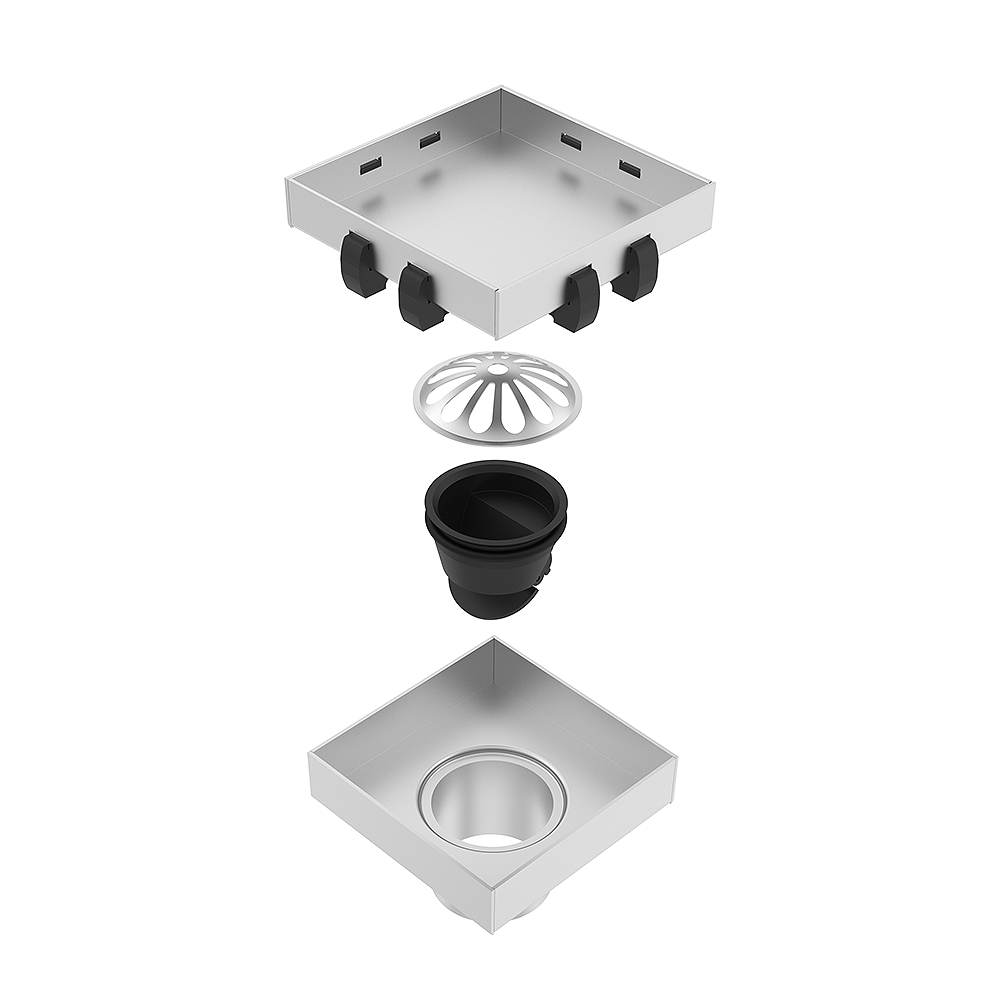square shower drain vertical outlet stainless steel back connection
