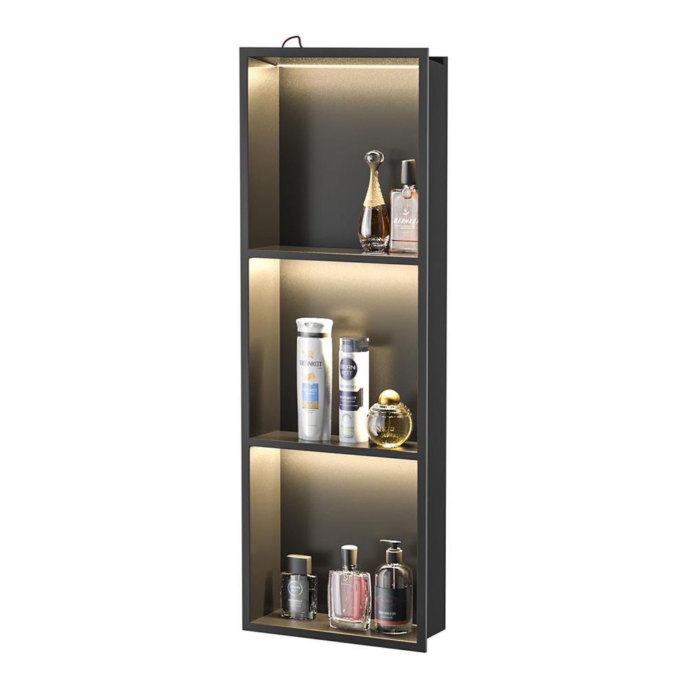 wall niche with LED bathroom niche 3 shelf stainless steel design