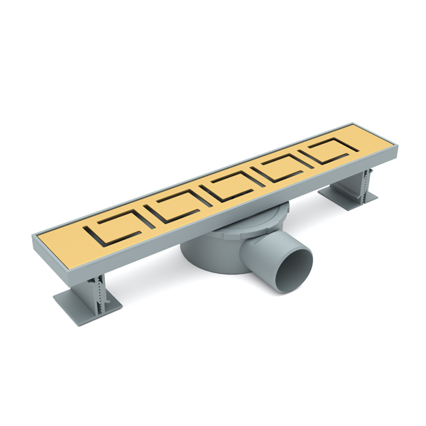Titanium gold linear bathroom drain with Magnet Dry Wet siphon for waterproofing