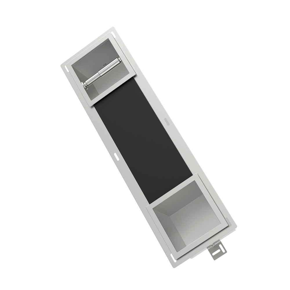 Recessed stainless steel toilet paper holder and storage with diagonal internal structure display