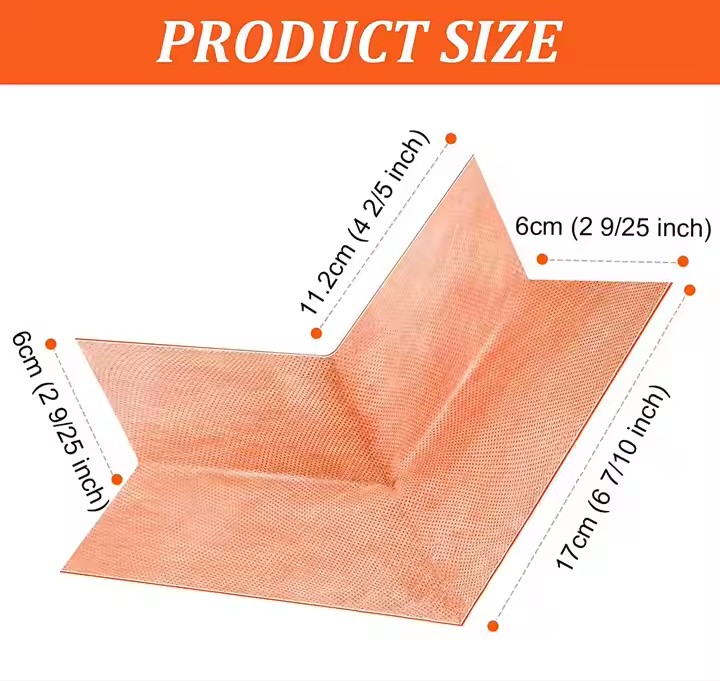 Detailed technical dimensions of the shower corner waterproofing showing 170mm length and 112mm height