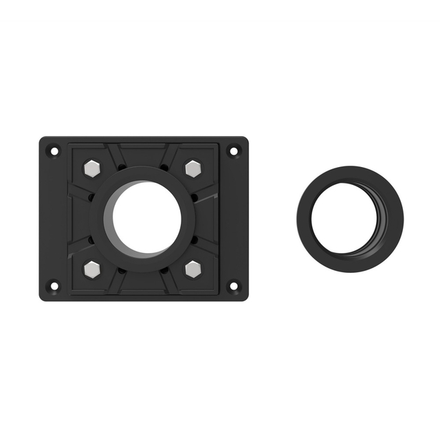 Detailed size specifications for PVC shower drain base and 4-inch grate