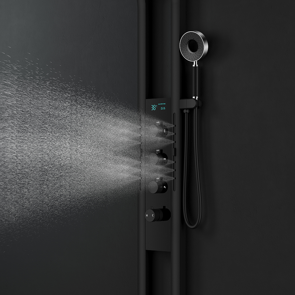 Side spray jet function of LED thermostatic shower system