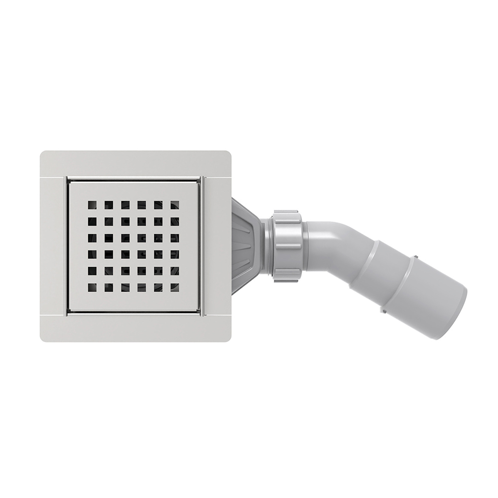 square 4 inch floor drain with horizontal pipe connection and abs base