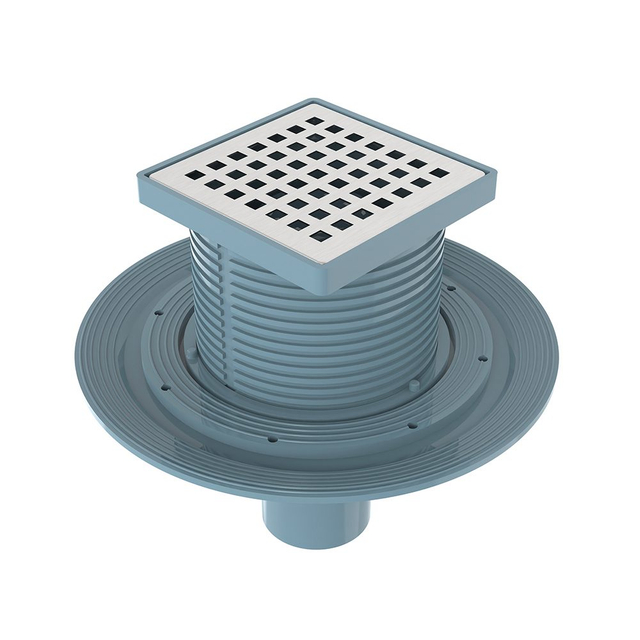 bathroom drain square with vertical outlet and ABS base