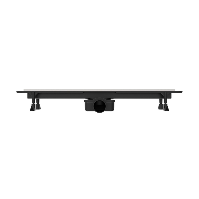 Front profile of adjustable height tile drains for showers with minimum 88.5mm installation depth