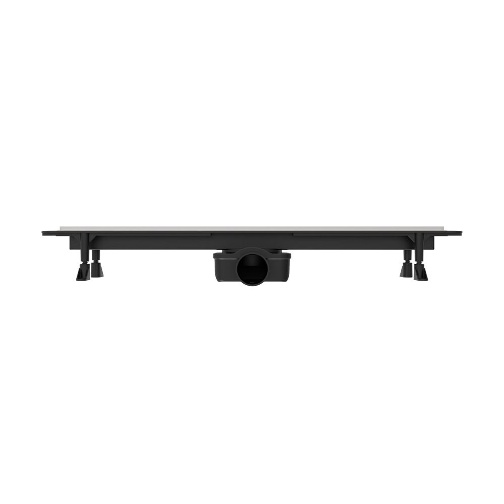 Front profile of adjustable height tile drains for showers with minimum 88.5mm installation depth