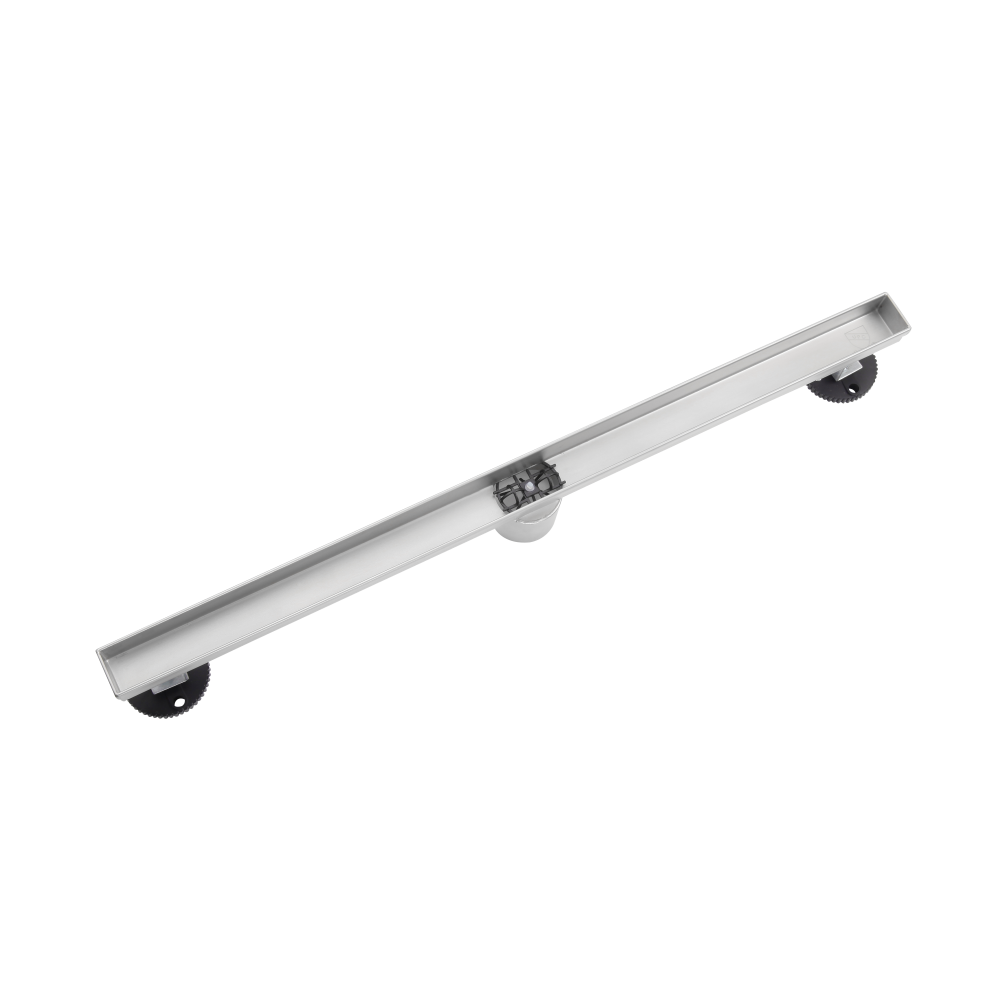 Siphon shower drain slim channel internal flow structure
