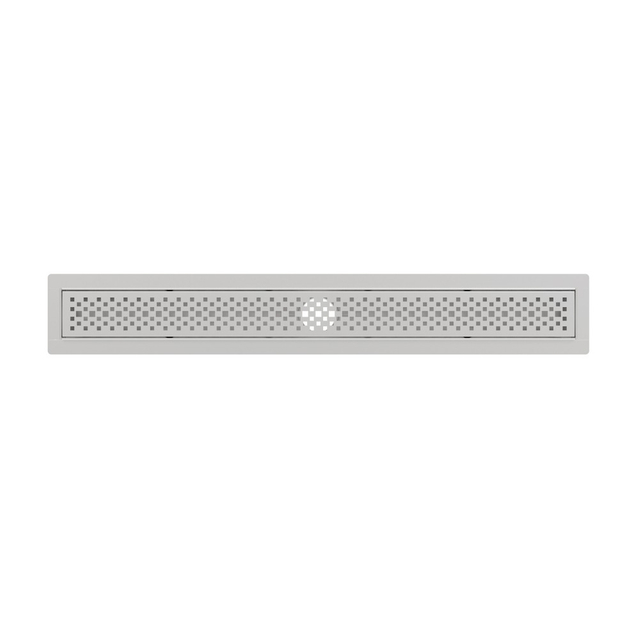 Stainless steel floor drain side profile showing adjustable height system