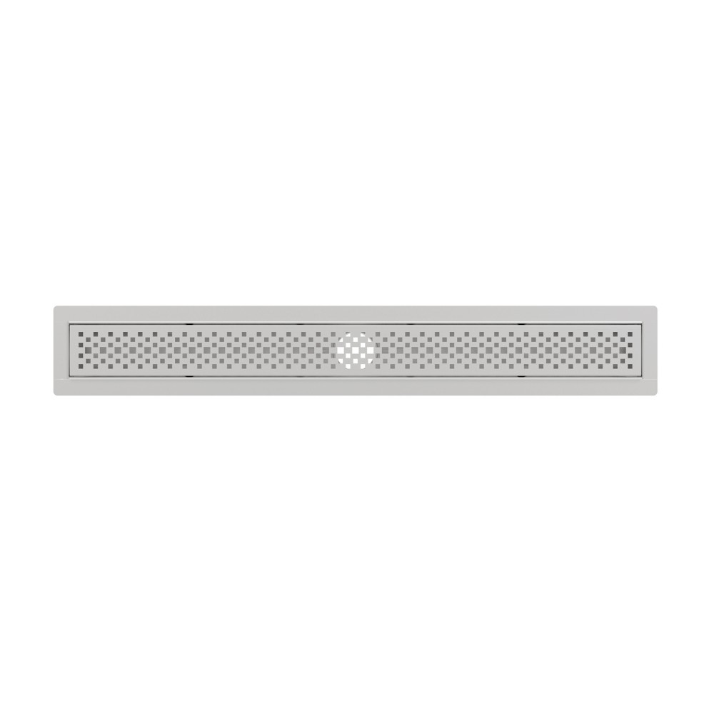 Stainless steel floor drain side profile showing adjustable height system