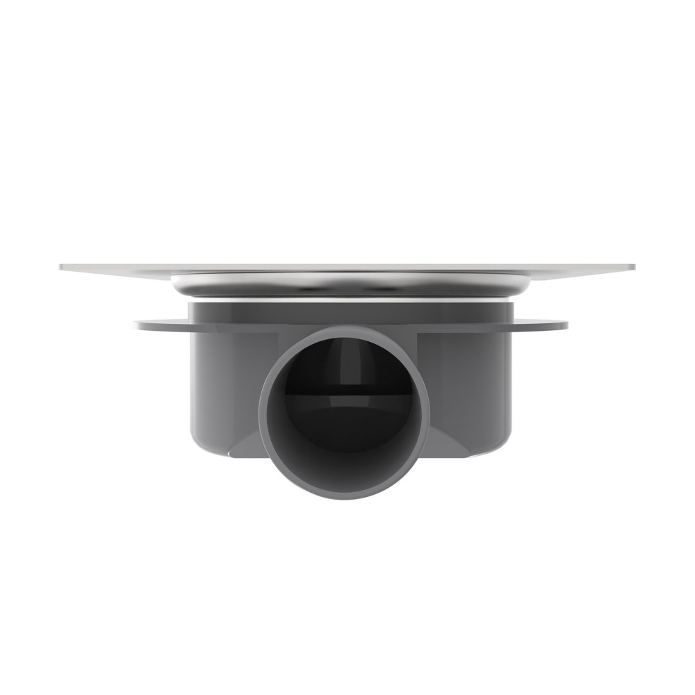 Low profile horizontal outlet shower drain assembly for renovation