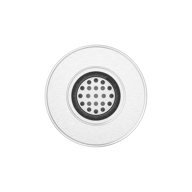 Bottom structure of round stainless steel shower drain with vertical outlet