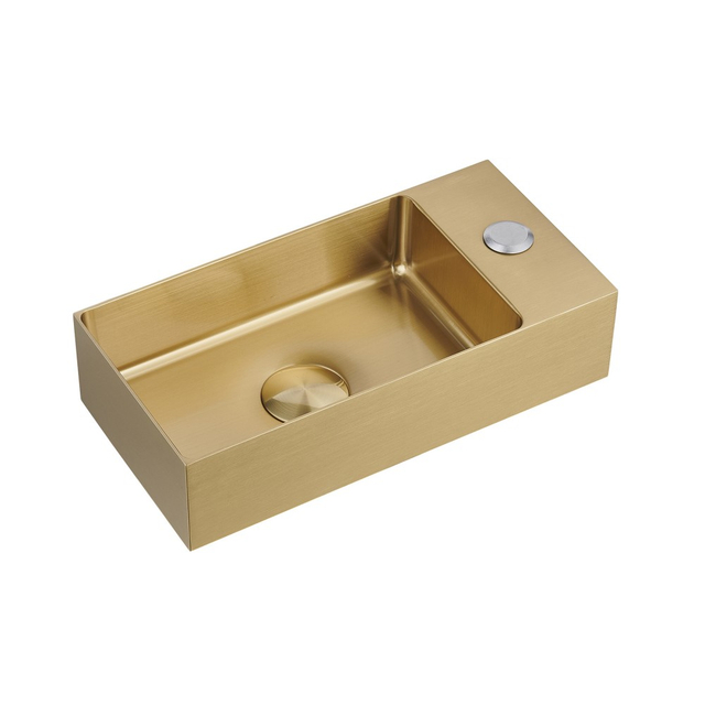 stainless steel wall hung sink with rectangular basin front angle