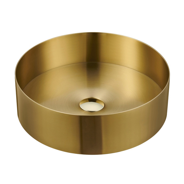 Vessel round sink showing circular stainless steel top surface