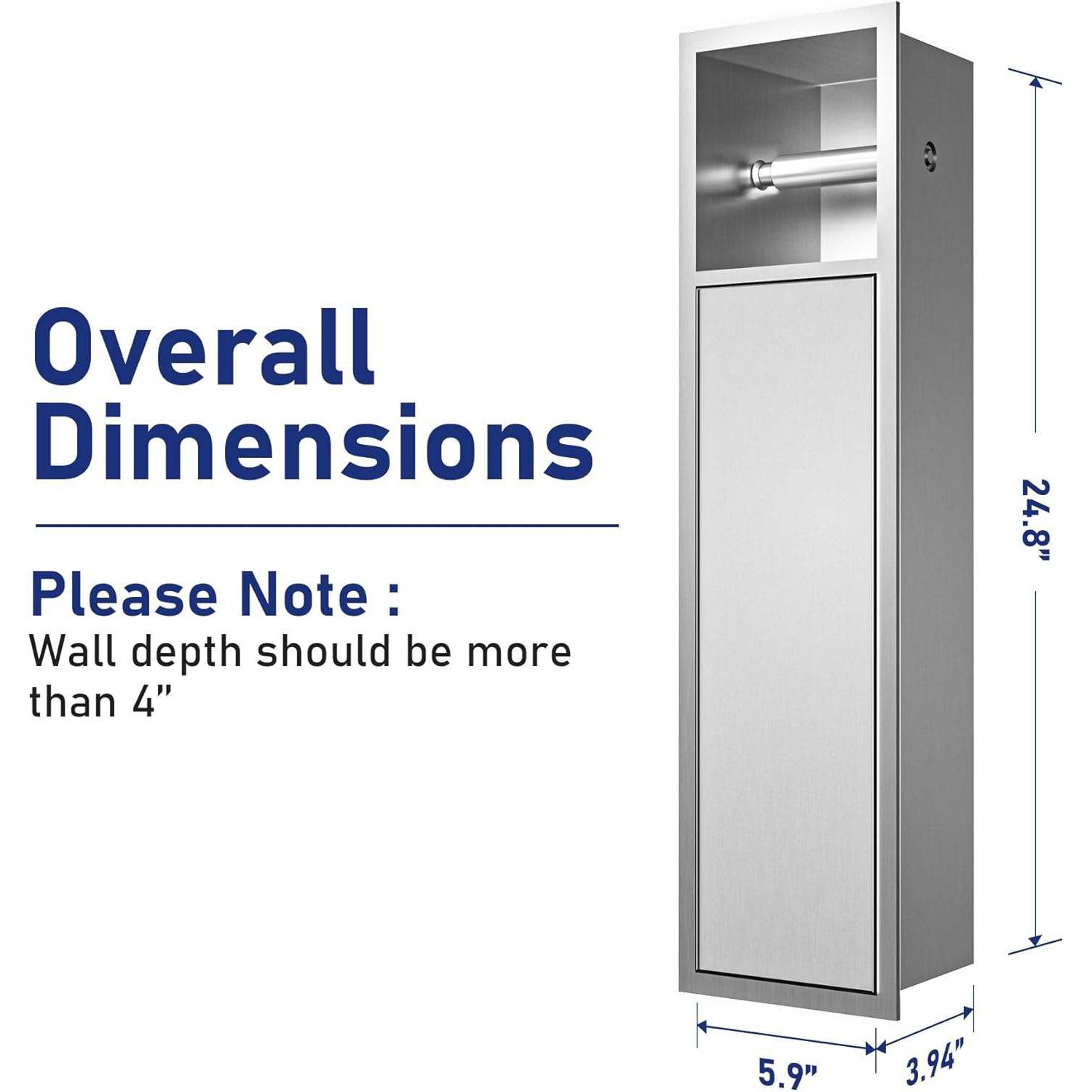 Toilet brush niche with door featuring hidden wall storage design