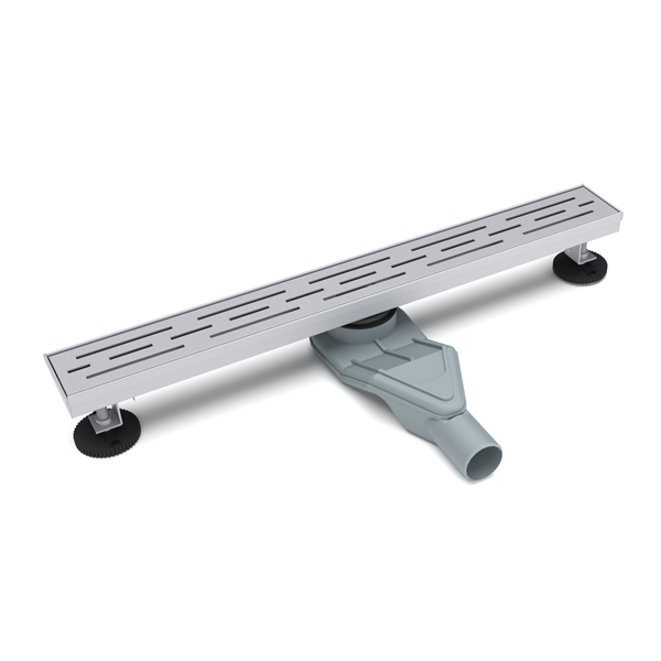 Standard brushed finish ss floor drain compatible with linear shower setup