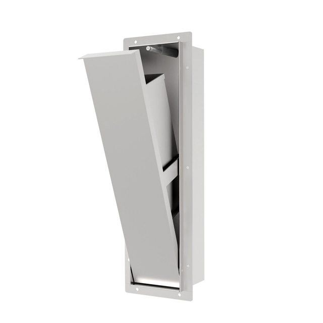 recessed bathroom trash can with flip opening stainless steel structure
